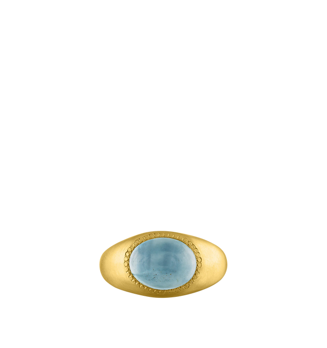 Image 1 of 3 - GOLD - PROUNIS Aquamarine Roz Ring inset with an aquamarine featuring 22K gold. 9mm wide. Hirshleifers offers a range of pieces from this collection in-store. For personal consultation and detailed information about jewelry, please contact our dedicated stylist team at personalshopping@hirshleifers.com. This item may be restricted for online purchase to international clients. For assistance purchasing this item please contact our dedicated stylist team at personalshopping@hirshleifers.com.