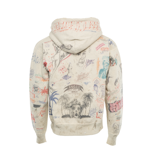 Image 2 of 4 - MULTI - SAINT MICHAEL Born x Raised Hoodie featuring all over print, hood, front pocket and ribbed cuffs and hem. 100% cotton. 