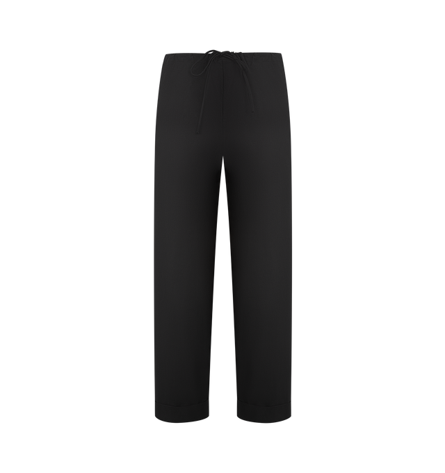 Image 1 of 3 - BLACK - THE ROW Delano Pant featuring relaxed low-rise pant in washed heavyweight cotton poplin with straight cuffed leg, drawstring waist and side seam pockets. 100% cotton. Made in Italy.