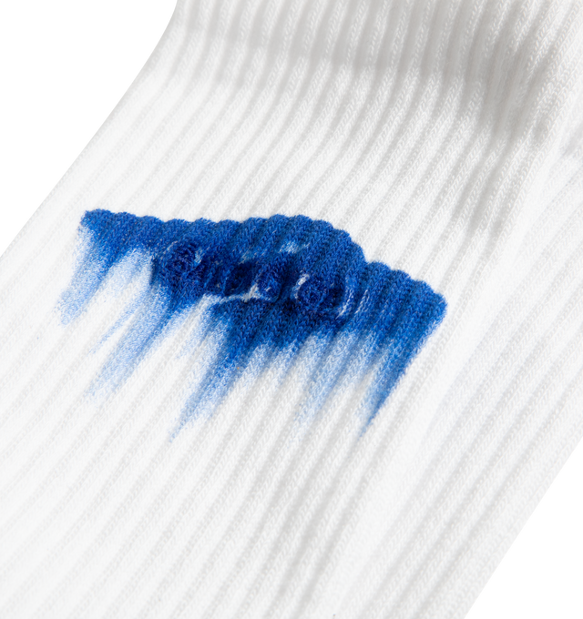 Image 3 of 3 - WHITE - BALENCIAGA Wet Brush Socks featuring cotton blend, high socks, breathable fabric, wet brush artwork on the top of the sock and finishes in ribs. 86% cotton, 13% polyamide, 1% elastane. Made in Portugal.