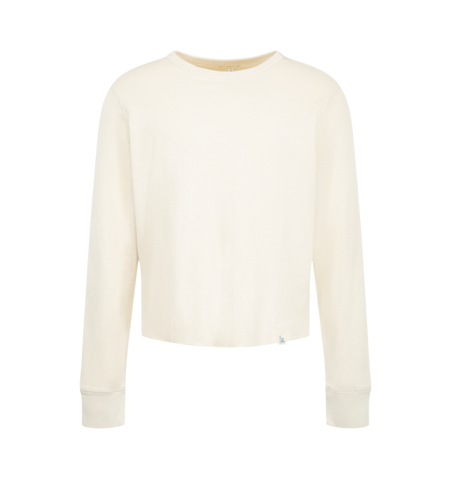 Image 1 of 2 - CREAM - Merz b. Schwanen Men's Diamond-Patterned Cotton Thermal Longsleeve is crafted from organic cotton thermal jersey and features a classic fit with a diamond-pattern texture. Main Material: 100% Organic Cotton.