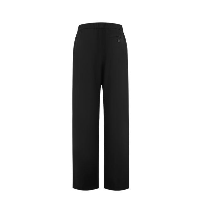 Image 2 of 3 - BLACK - LOEWE Trousers in lightweight wool tailoring featuring an elasticated LOEWE jacquard waistband, relaxed fit, regular length, mid waist, straight leg, slash pockets and rear welt pocket. Wool. Made in Italy.