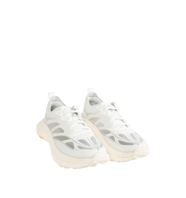 Image 2 of 5 - WHITE - HOKA U Mafate Speed 4 Lite Sneaker featuring ripstop and rubber upper with vibram sole, lace-up front, flat tongue design and padded collar.