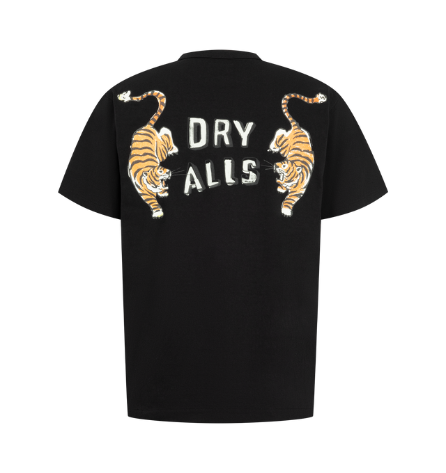 Image 2 of 2 - BLACK - Human Made Men's Graphic T-Shirt is crafted from dry-feel cotton and features a logo print at the front and a hand-painted style tiger graphic at the back. Designed with a binder crewneck, short sleeves, and a clean black finish, this graphic tee.