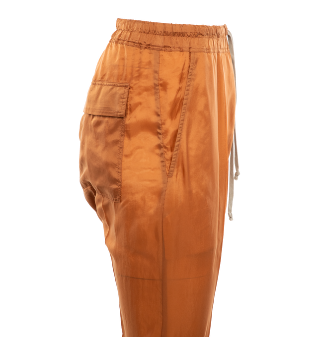 Image 3 of 4 - BROWN - RICK OWENS drawstring cropped pants in heavy cotton poplin with above-ankle length and dropped crotch, elasticized waist with drawstring, concealed fly, two side front pockets and two square back pockets. 97% COTTON  3% ELASTANE. 