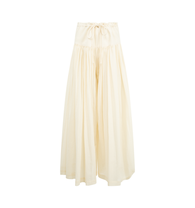 Image 1 of 3 - WHITE - THE ROW Berenice Pant featuring pleated cotton, wide-leg, drawsring waist and full length. 100% cotton. Made in Italy.