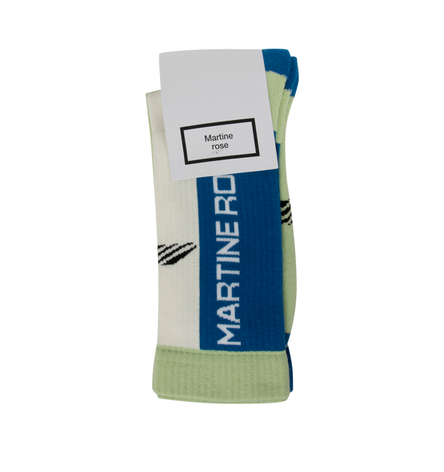 Image 1 of 2 - MULTI - MARTINE ROSE Sports Sock Multipack featuring ribbed construction, logo design and contrasting panels. 100% cotton.