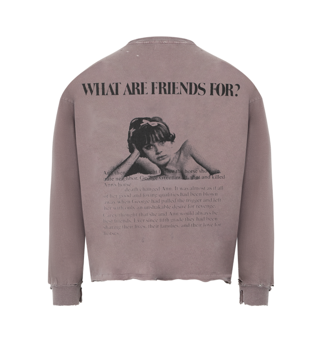 Image 2 of 2 - BROWN - ENFANTS RICHES DEPRIMES Flowers of Anger T-Shirt featuring long sleeves, heavy weight cotton jersey, boxy, cropped fit, rib knit neckline and cuffs and printed text at front and back. 100% cotton.