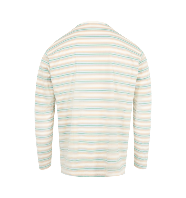 Image 3 of 3 - NEUTRAL - AURALEE Gradient Stripe Cotton Tee featuring long sleeves, crew neckline and stripes throughout. 100% cotton. Made in Japan.
