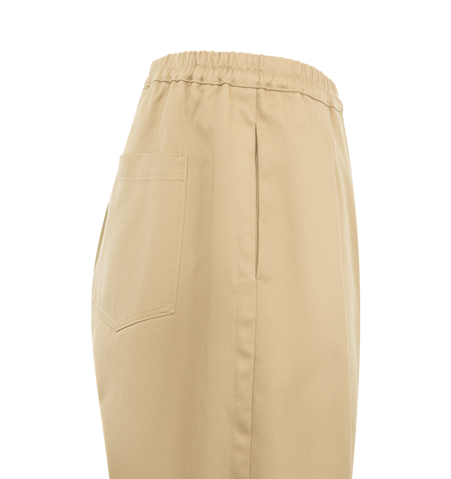 Image 3 of 3 - BROWN - MAISON MARGIELA Pleated Wide-Leg Pants featuring a relaxed silhouette, full-length wide legs, an elastic waist, back patch pockets, a mid rise and straight hem. 60% polyester, 40% cotton. Made in Italy.