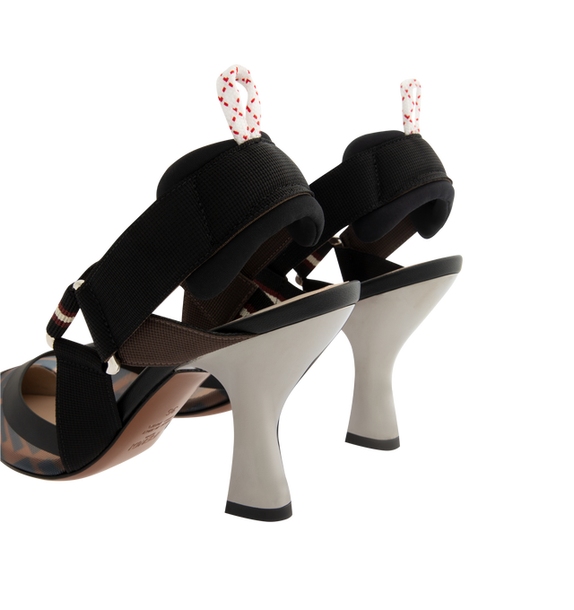 Image 3 of 4 - BLACK - FENDI Colibr Slingbacks featuring pointed toe, elastic straps around the foot, the sole is finished with rubber inserts, technical mesh and tulle with tone-on-tone heat-sealing, FF logo print creates levels of transparency on the toe and metallic-effect heel. 85mm. 100% polyamide. Made in Italy.