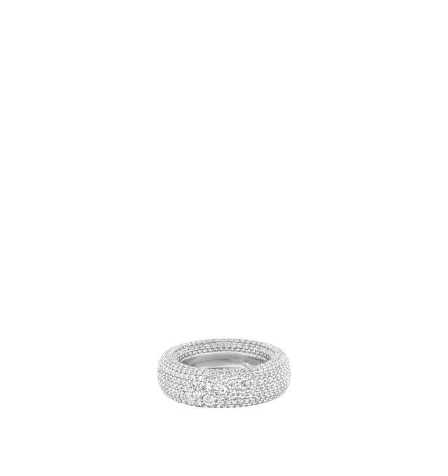 Image 1 of 3 - SILVER - UNIFORM OBJECT Pave Gauge Statement Ring featuring pav set white diamonds on Platinum band. 4.59 total diamond carat weight. Made in USA. Hirshleifers offers a range of initial pieces from this collection in-store. For personal consultation and detailed information about jewelry, please contact our dedicated stylist team at personalshopping@hirshleifers.com. This item may be restricted for online purchase to international clients. For assistance purchasing this item please contact ou