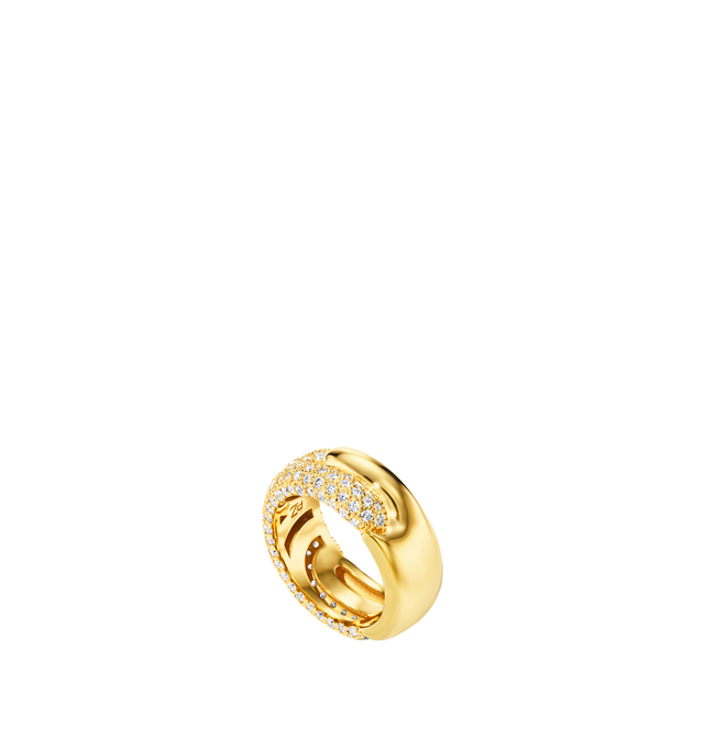 Image 4 of 4 - GOLD - Pamela Zamore Holos Diamond Band featuring two sculptural halves of a piece interlocking to become one. Hand-finished. 18K yellow gold, 8.7g. 2ct diamonds. Hirshleifers offers a range of pieces from this collection in-store. For personal consultation and detailed information about jewelry, please contact our dedicated stylist team at personalshopping@hirshleifers.com. This item may be restricted for online purchase to international clients. For assistance purchasing this item please co