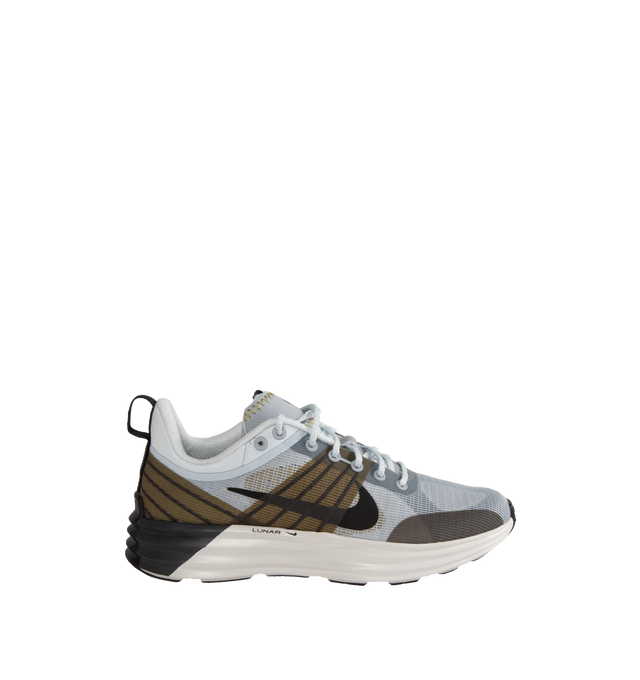 Image 1 of 5 - GREY - NIKE Lunar Roam Sneaker featuring breathable mesh upper, lace up style, TPU panels, foam midsole and rubber outsole. 
