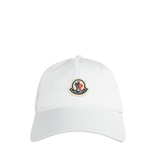 Image 1 of 2 - WHITE - MONCLER Baseball Cap featuring adjustable back tab and felt logo patch. 100% cotton. 