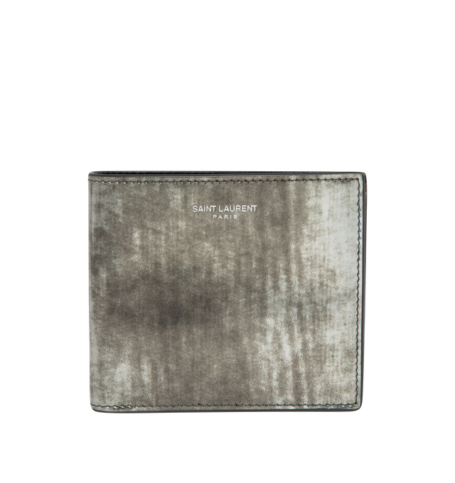 Image 1 of 3 - GREY - SAINT LAURENT Wallet featuring embossed logo, single compartment, eight card slots, two bill slots, two receipt compartments and leather lining. 4.3 X 3.7 X 1 inches. 100% calfskin leather.  