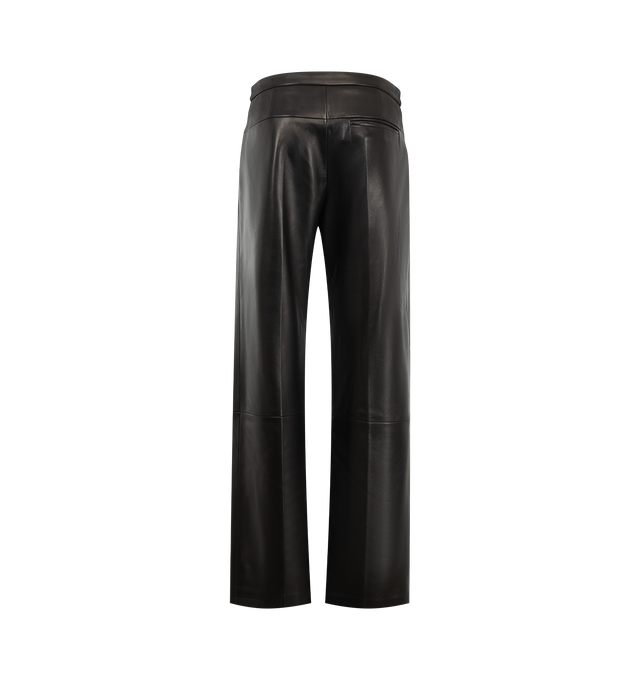 Image 2 of 3 - BLACK - Khaite Women's Leather Miles Pant is crafted from supple lamb leather and features a low-rise silhouette with a straight-to-tapered leg. Designed with panelled construction, side pockets, back welt pockets, and a zip-and-button closure. Main Material: 100% Lamb Leather. Made in Italy.