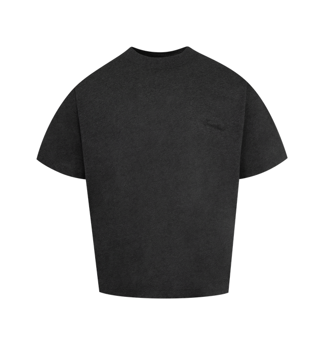 Image 1 of 2 - BLACK - FEAR OF GOD ESSENTIALS Essential Tee featuring rib-knit crewneck, vintage fit to shape more closely to the body with shorter sleeves, embroidered Essentials script logo on front and the Fear of God Essentials label at the back collar. 60% cotton, 40% polyester jersey.