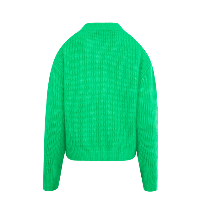 Image 2 of 3 - GREEN - MIRA MIKATI Embroidered Highlighter Cashmere Blend Jumper featuring ribbed cashmere blend knit, fluffy finish, ribbed crew neck, 'Dream highlighter' embroidery and long sleeves. 63% cashmere, 37% cotton.