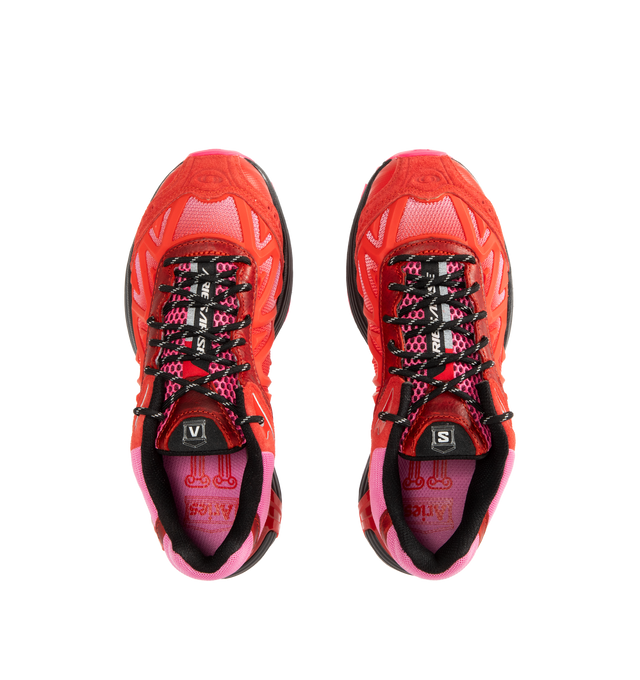 Image 5 of 5 - RED - SALOMON XT Whisper Aries Sneaker featuring traditional lacing system with eyelets, textile and leather upper, agileChassis system, OrthoLite diecut sockliner, textile lining, chevron lugs mud contaGRIP. 100% polyester.