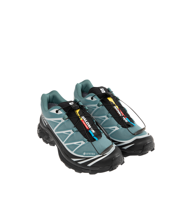 Image 2 of 5 - BLUE - Salomon Sportstyle XT-6 GORE-TEX rubber-trimmed mesh sneakers featuring the brand's signature Agile Chassis system and Mud Contagrip soles. Made from GORE-TEX, for resiliance, an innovative ePE membrane, PFC-free, and anti-debris mesh construction, as well as durable cushioning and stability. Unisex style in men's sizing.