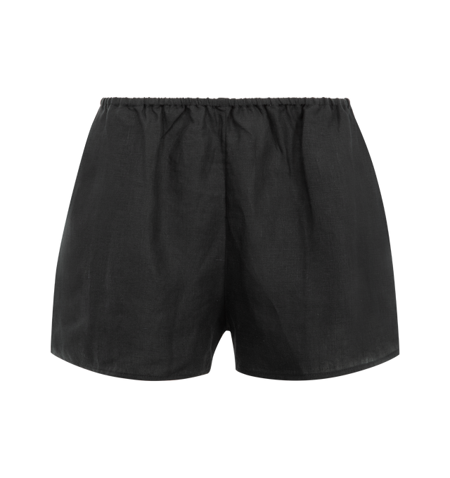 Image 4 of 6 - BLACK - DEIJI STUDIOS V-Neck Cami Set featuring two-piece linen set combining a camisole with matching short for a cohesive, understated look. The top features thin adjustable straps and a small button detail at the neckline, while the short is designed with an elasticated waistband to ensure a comfortable fit. 100% linen.