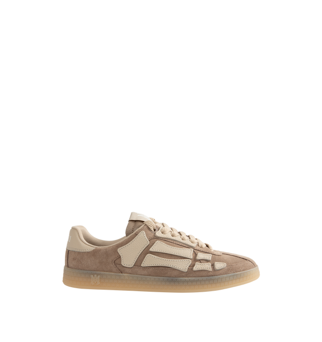 Image 1 of 5 - BROWN - Amiri Pacific Bones Sneakers are a lace-up style with leather bone appliques and rubber soles. Leather and rubber. Made in China.