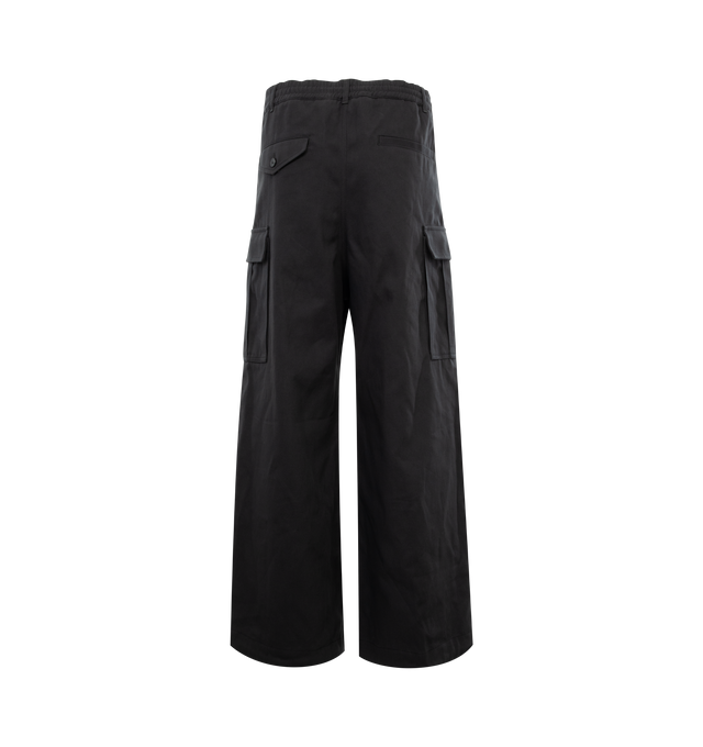 Image 2 of 3 - BLACK - MARNI Cargo Pant featuring draped details at the front and drawcord cuffs, elasticated waistband, side flap pockets, front button closure and zip fly. 65% cotton, 35% polyester. Made in Italy. 