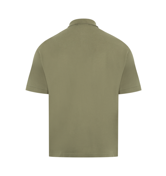 Image 2 of 2 - GREEN - STONE ISLAND Cotton Polo featuring ribbed collar, sleeve cuffs, two-button fastening, Stone Island logo script embroidery on chest and regular fit. 100% cotton.