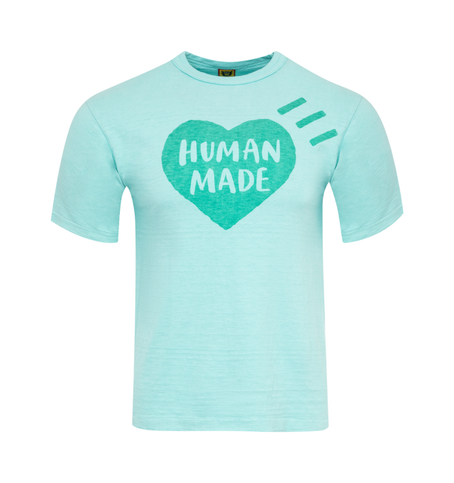 Image 1 of 2 - BLUE - HUMAN MADE Color T-Shirt featuring short sleeves, ribbed crewneck and screen printed graphic on front. 100% cotton.  
