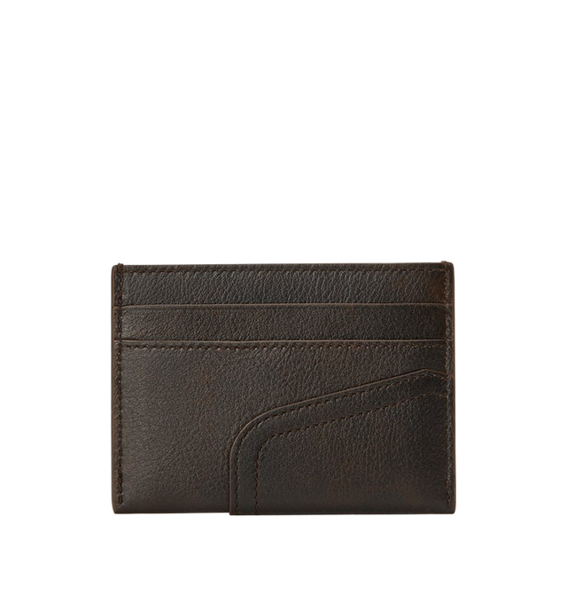 Image 2 of 3 - BROWN - LOEWE Panta Plain Cardholder in vintage-finish shiny calfskin with denim trousers-inspired details, four card slots, one central pocket, calfskin lining and embossed Anagram. Calfskin. 7.5 cm x 10.3 cm x 0.3 cm. Made in Spain.