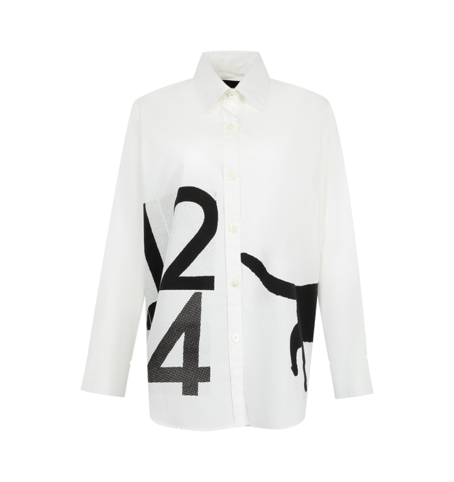 Image 1 of 2 - WHITE - Libertine 'There's No Hope Street' Classic Shirt is crafted from cotton and features a classic-fit silhouette, a button-front closure, and a shirttail hem. Hand silk-screened in the brand's Los Angeles studio, this statement shirt combines everyday wearability with Libertine's signature graphic artistry. Main Material: 100% Cotton. Fit: Classic.