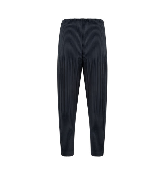 Image 2 of 3 - NAVY - ISSEY MIYAKE Tailored Pleats 2 Shorts featuring pleated throughout, portability and lightweight comfort, quick-drying properties, shorter length, pockets on both sides, a drawstring waist and a button-fly design. 100% polyester.