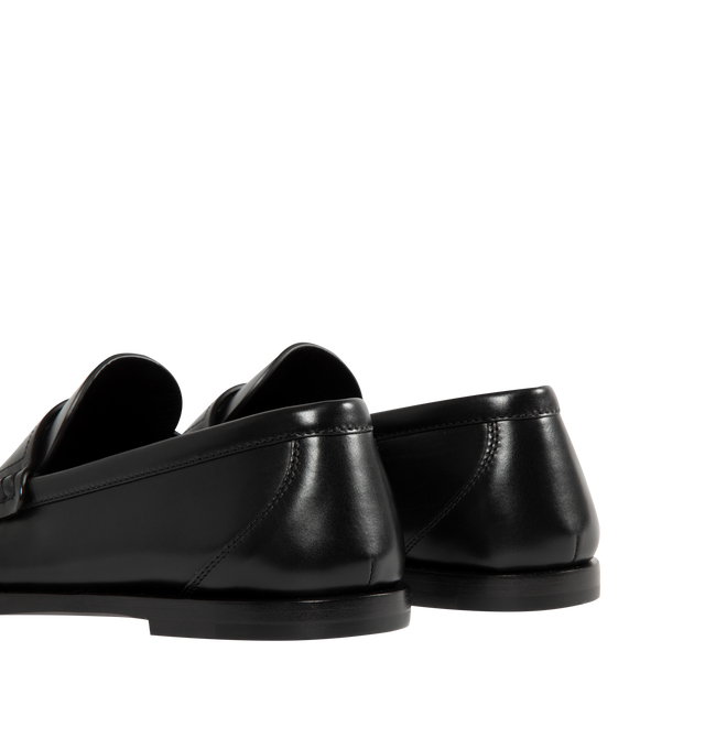 Image 3 of 4 - BLACK - SAINT LAURENT Laurent Loafers featuring a hand-stitched squared moc toe, cassandre and leather sole. Calfskin. Made in Italy.