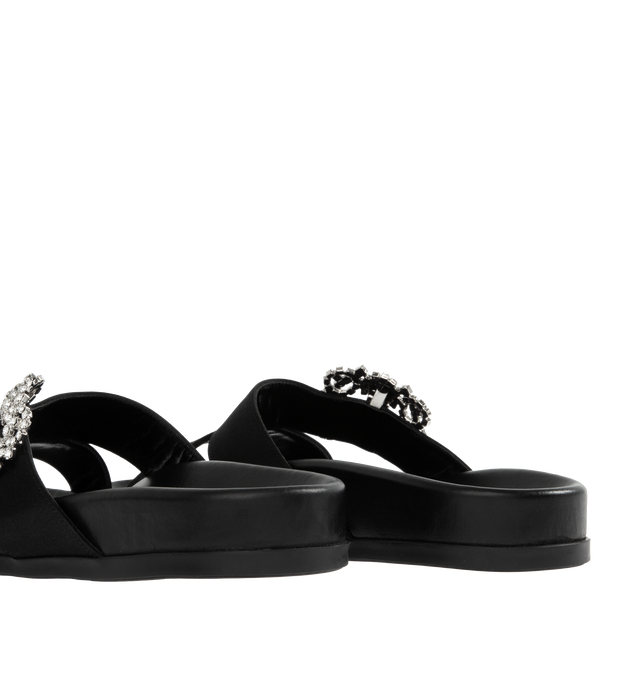 CHILANGHI SATIN JEWEL BUCKLE FLAT MULES