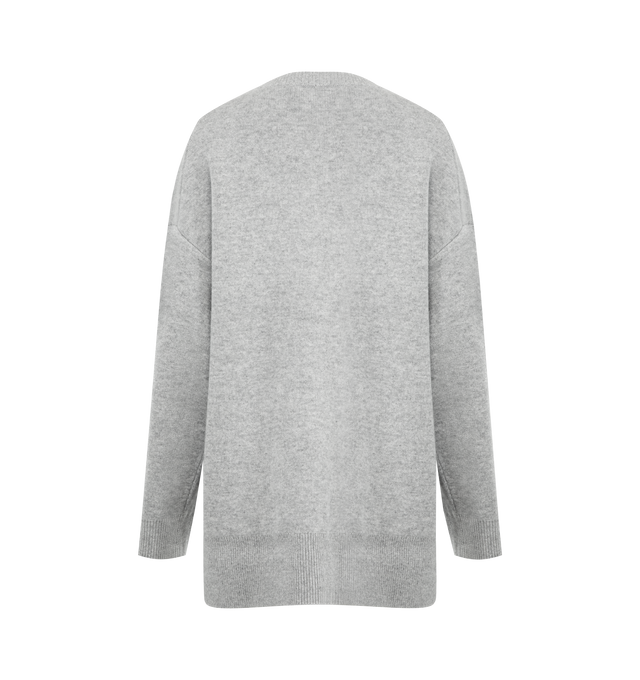 Image 2 of 2 - GREY - TOTEME Longline Cardigan featuring an extra-long, drop-shouldered silhouette, oversized proportions, double-knitted from a warm cashmere blend, buttoned placket and patch pockets. 53% cashmere, 44% wool, 3% elastane.