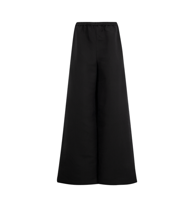 Image 1 of 3 - BLACK - THE ROW Bellana Pant featuring mid-rise pull-on pant in natural silk shantung with wide leg, gathered elastic waistband and side seam pockets. 100% silk. Made in Italy.