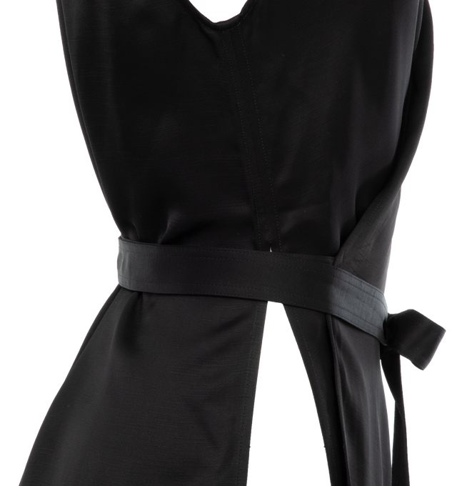 Image 3 of 4 - BLACK - TOTEME Twisted Satin Tie Top featuring two waist ties that wrap around the body through front and side slits. 100% viscose. 
