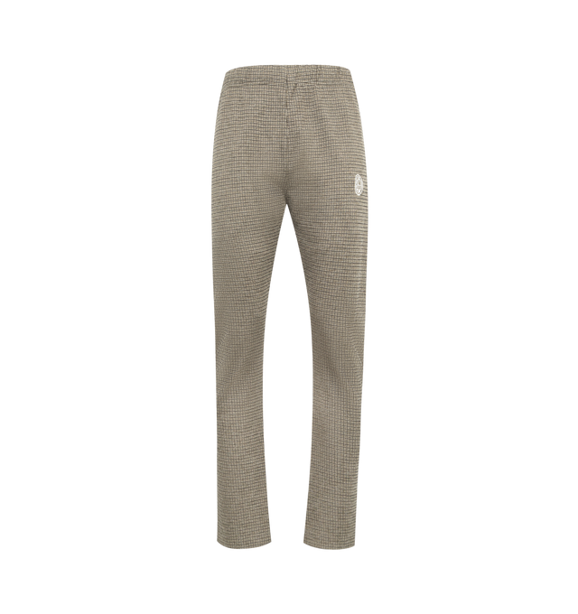 Image 1 of 3 - BROWN - Logan Track Pant featuring plaid wide-leg track pants with a relaxed fit, an elastic drawstring waist, side pockets, slight bootcut fit and embroidered Chateau Josu logo. 46% viscose, 31% virgin wool, 14% polyester, 7% polyamide, 1% elastane. Made in Italy.