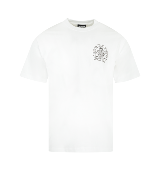 Image 1 of 2 - WHITE - MARKET Hard in the Yard T-Shirt featuring short sleeves, crew neck screen graphic on front and regular fit. 100% cotton.