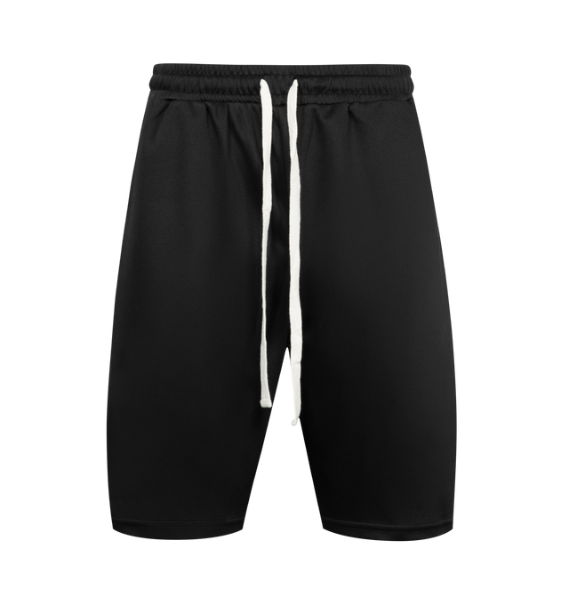 Image 1 of 3 - BLACK - UNTITLED ARTWORKS Sport Short featuring elastic waist with drawstring, two side pockets, two back welt pockets and logo on leg. Cotton.
