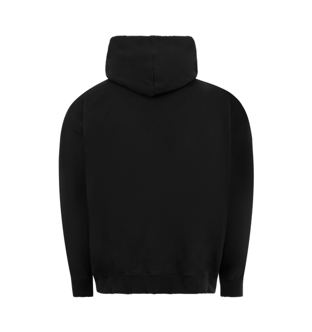 Image 2 of 2 - BLACK - BALENCIAGA Paris Thunderstorm Hoodie Medium Fit featuring dry fleece, worn-out details, hood without drawstring, dropped shoulders, 1 kangaroo pocket on front, gathered at cuffs and waistline and Paris thundersorm artwork printed on the front. 100% cotton. Made in Portugal.