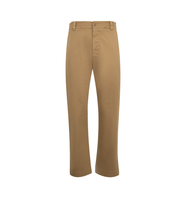 Image 1 of 3 - BROWN - MONCLER Trousers featuring concealed drawstring waist, belt loops, two side pocket and two back welt pockets.