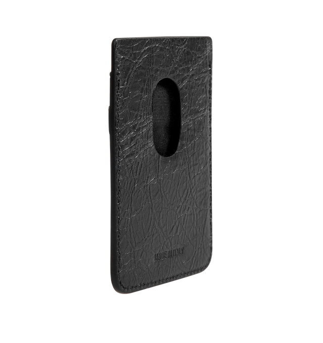 Image 2 of 2 - BLACK - BALENCIAGA Cash Magnet Card Holder in arena lambskin with multicolor printed stickers featuring card holder to attach to the back of the phone, Balenciaga logo printed at front and 2 card slots. L2.6 x H3.7 x W0.2 inch. Lambskin. Made in Italy.
