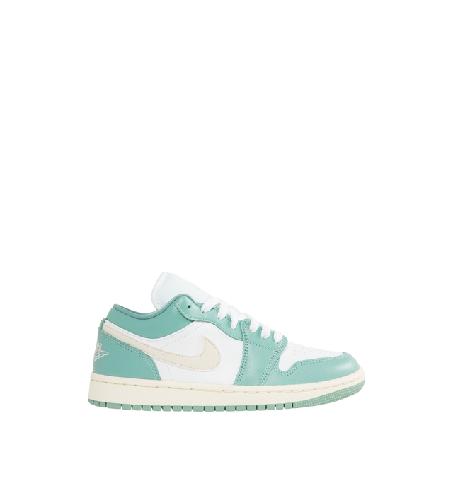 Image 1 of 5 - BLUE - NIKE Air Jordan 1 Low Sneaker featuring wings logo on the heel, stitched Swoosh design, perforated toe, foam midsole and rubber traction.