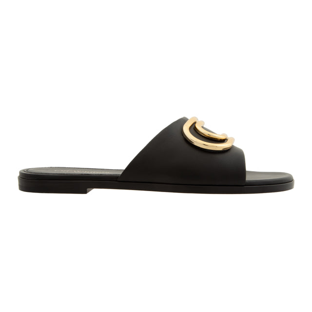 GOLD PAPERCLIP NAPPA SLIDES (WOMENS)