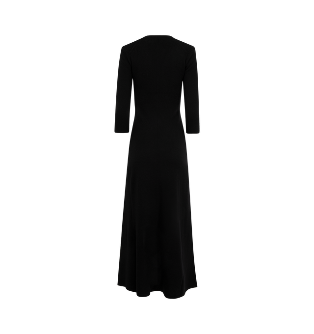 Image 2 of 2 - BLACK - ISABEL MARANT Salina Dress featuring V neckline, three-quarter sleeves, intended to hit the floor, A-line silhouette and slipover style. 68% wool, 32% polyester.