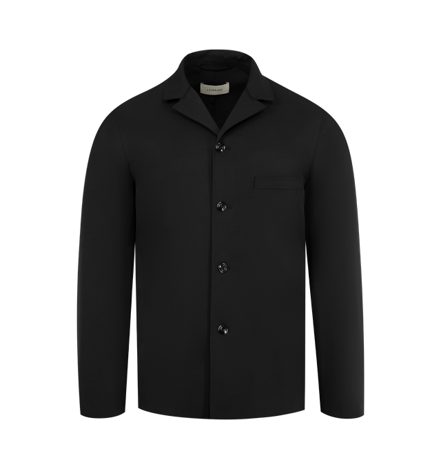 Image 1 of 2 - BLACK - LEMAIRE Tailored Shirt Jacket featuring relaxed fit, buttoned fly, welt pocket, 2 internal pockets, buttoned cuffs and fully lined. 54% wool, 46% viscose. Made in Romania.