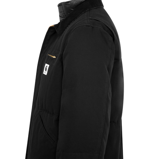 Image 3 of 3 - BLACK - SACAI X CARHARTT WIP Washed Duck Puffer Jacket featuring durable duck canvas with down padding, quilted puffer construction, down-filled insulation, dual front zip and snap closures, adjustable hem and cuffs and multiple utility pockets. 100% cotton. Filling: 90% down, 10% feather.
