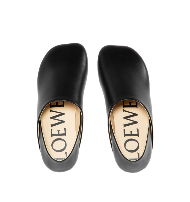 Image 4 of 4 - BLACK - LOEWE Second skin slippers in goatskin with a petal shaped toe and leather sole. Made in Itlay. 